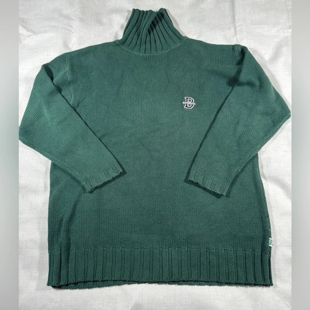 🔥 Vintage 90s BOCA Oversized Green Chunky Knit Turtleneck Sweater 🔥 - Picture 3 of 10